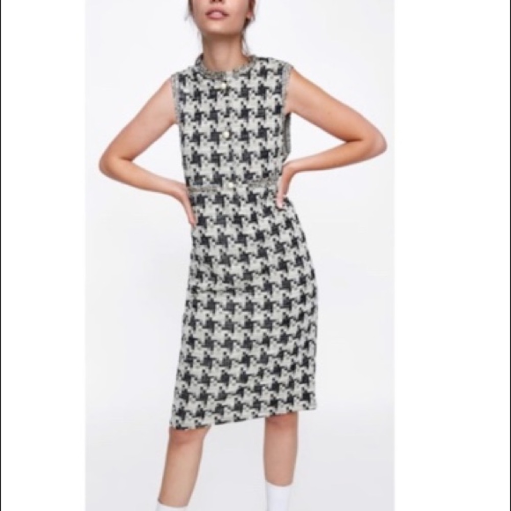 Zara houndstooth shift dress
